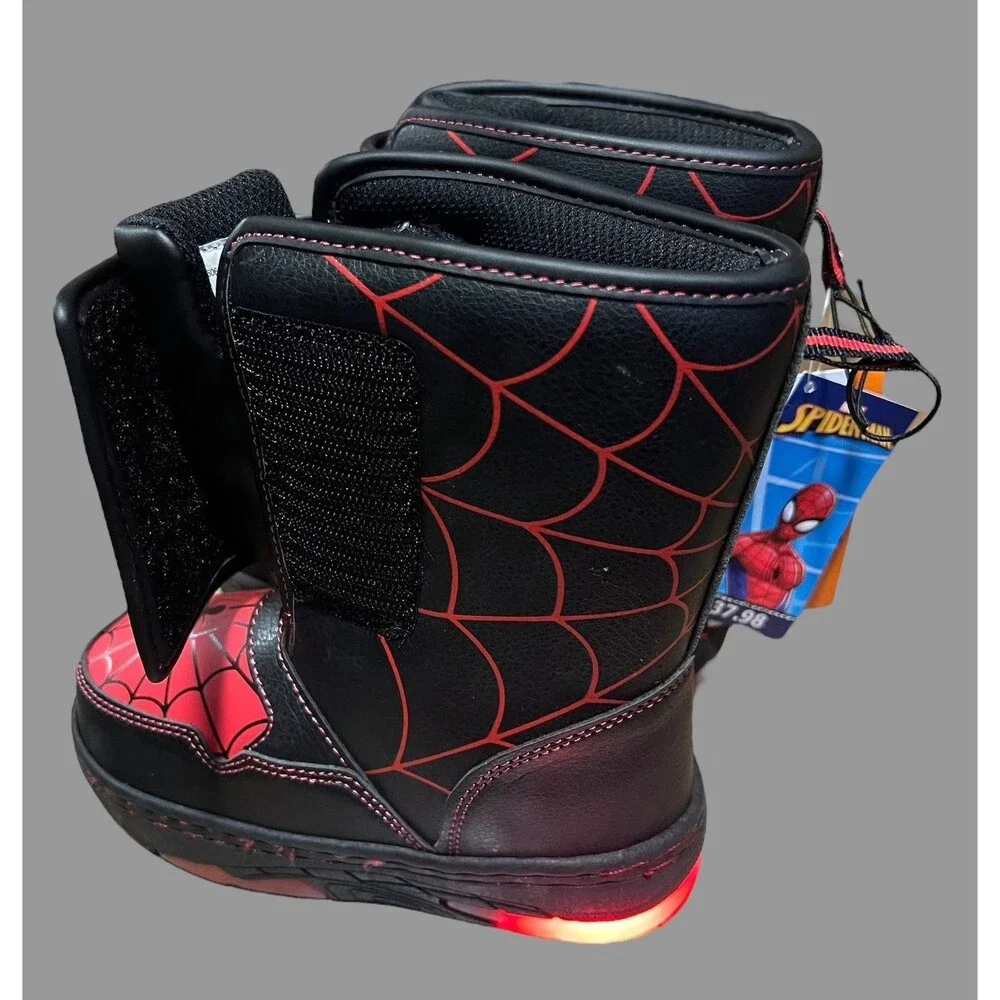 Marvel Spider-Man Boots Toddler Size 6 Light Up Snow Winter Red Black Boys